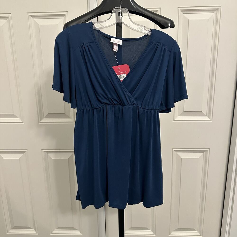 Isabel Maternity Blue Wrap Tunic Shirt Dress Size XS